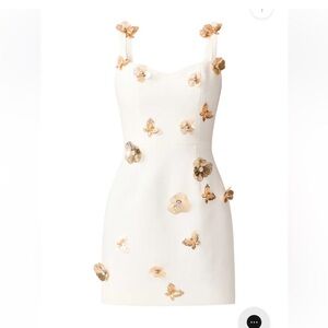 elliatt mira white sweetheart 3d floral butterfly embellished mini dress medium